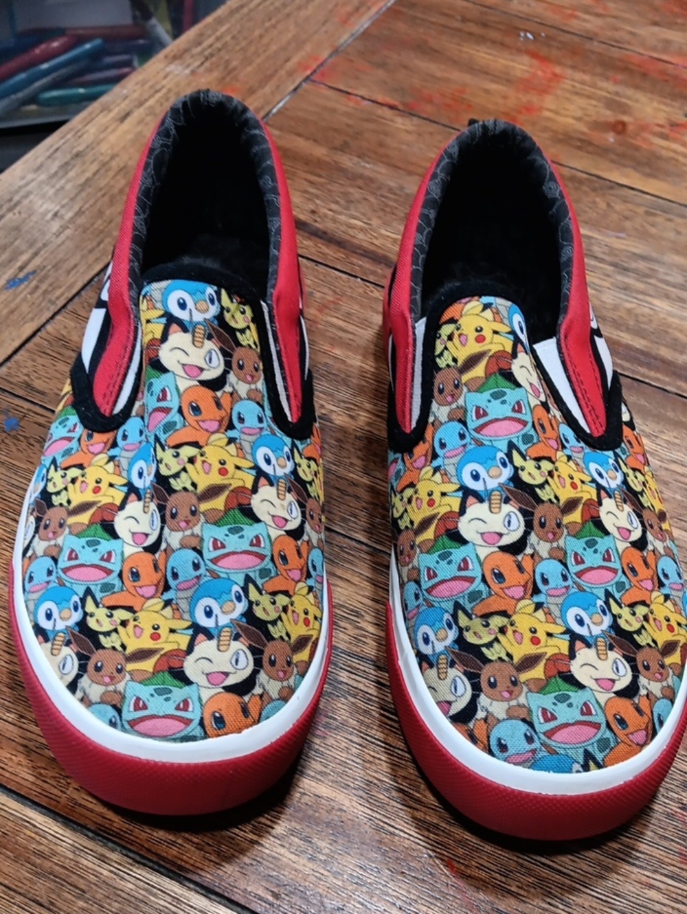 Kids Slip-On Character Canvas Shoes in Red